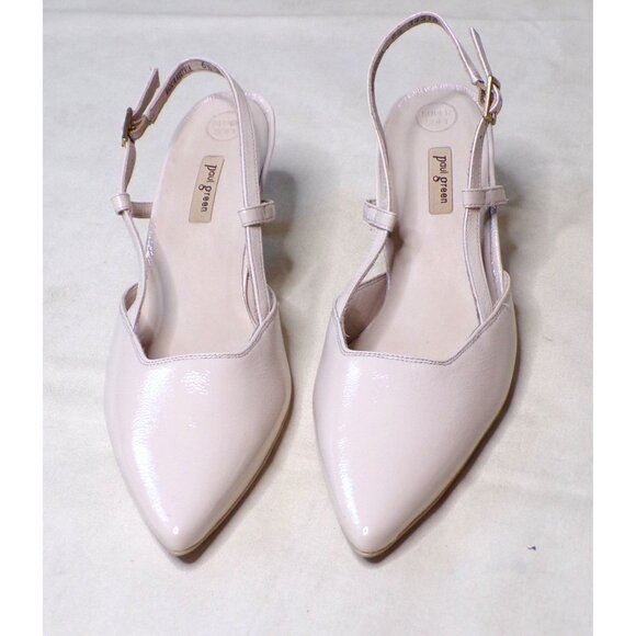 ๐PAUL GREEN Tabitha Slingback Pointed Toe Kitten Heel Pump Shoes 8.5 Ivory - Picture 5 of 10